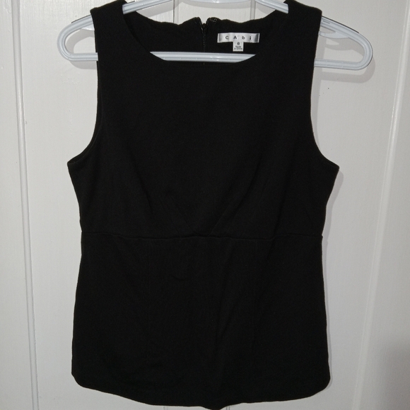 CAbi Tops - CAbi Black Back Zip Sleevless Top size 8